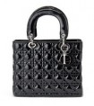 Christian-Dior-Black-Patent-Leather-Mini-Lady-Dior-Bag-Silver